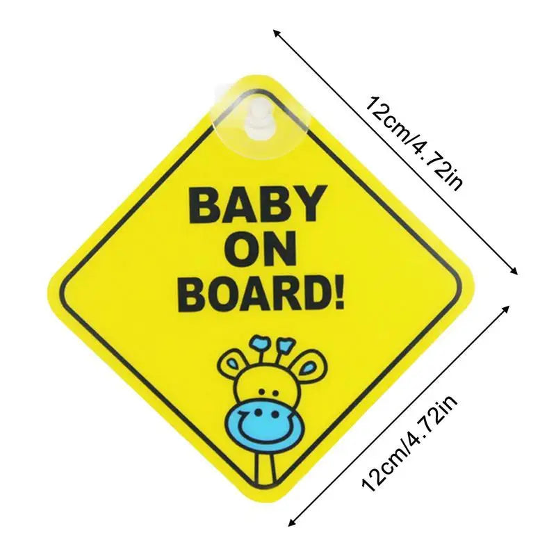 BABY ON BOARD BABY IN CAR Reflective Decal Strong Adhesive PVC Safety Warning Sticker For Suction Cup Car Accessories