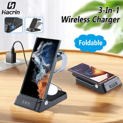 Foldable Wireless Charger Stand, Fast Charging Dock Station for iPhone 15 14 13 12 Samsung S23 S22 S21 Galaxy Watch