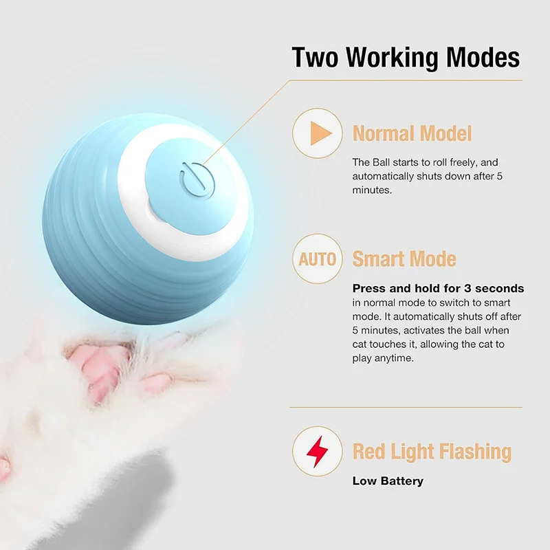 Cat Interactive Ball Training Self-moving Kitten Electric Cat Ball Toys Electronic Automatic Rolling Magic Ball Toys for Cat