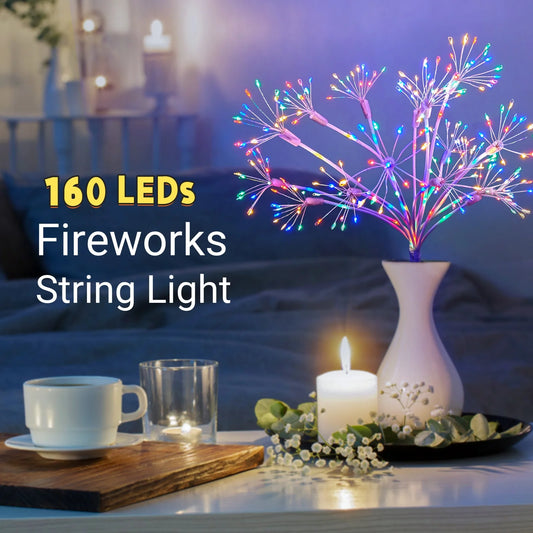 160 LED Fireworks Light Xmas Vase Filler Fairy Lamp Battery Cute Night Light for Christmas Party Wedding Bedroom Decoration Gift