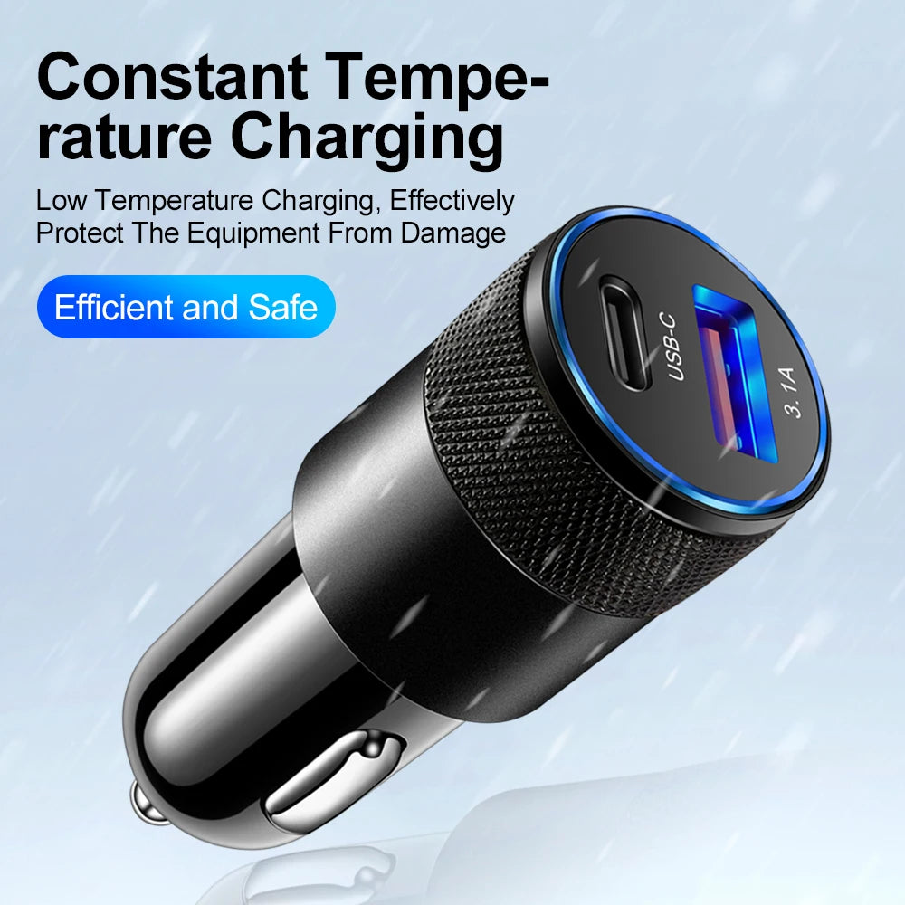 70W PD Car Charger USB Type C Fast Charging Car Phone Charger Adapter for iPhone 15 14 iPad Xiaomi Huawei Samsung Quick Charger