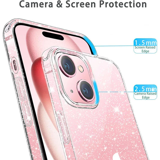 Clear Glitter Case For iPhone 15 Pro Max 14 Plus 13 Mini 12 11 X XS XR SE 2022 2020 8 7 15Pro Sparkle Bling Sparkly Phone Cover