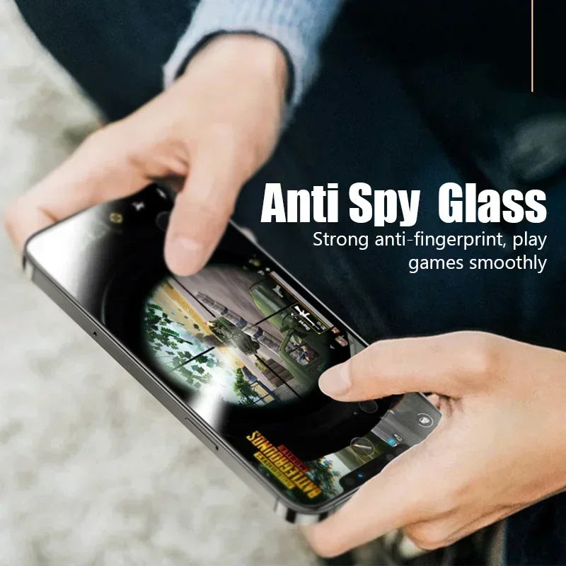 Bulbusbow Privacy Screen Protector for iPhone showing Anti-Spy and Anti-Glare features