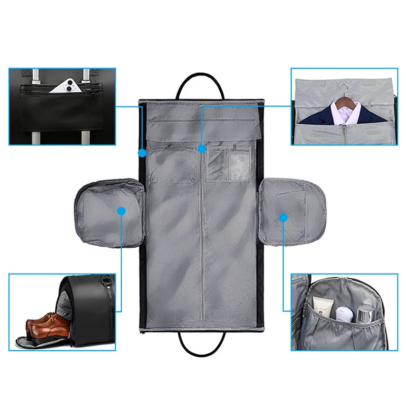 Men Travel Bag Male Garment Storage Bags with Shoe Pocket Business Trip Handbag Waterproof Luggage Storage Bags Foldable Duffel