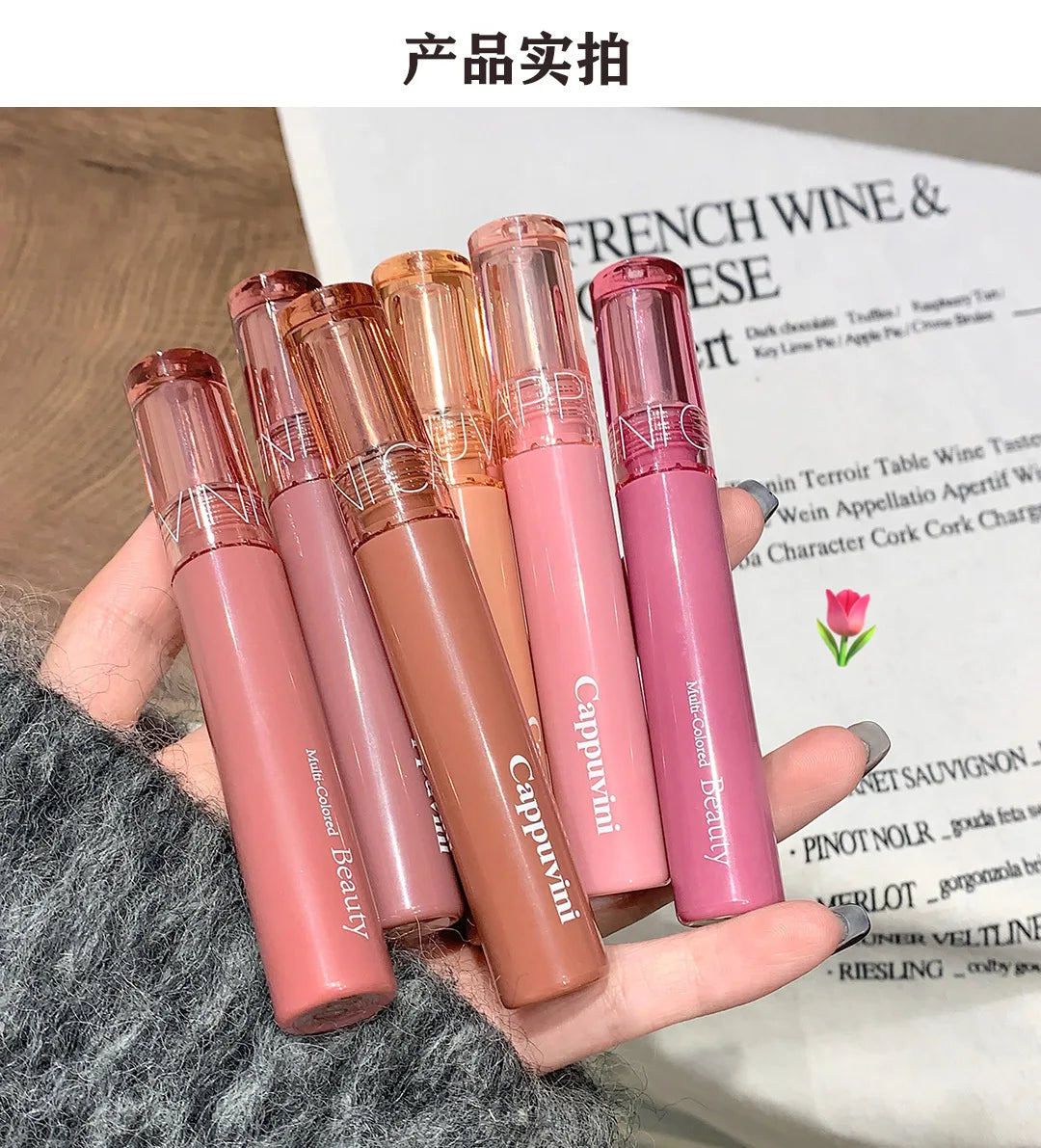 Cappuvini 6 Color Juice Jelly Lip Gloss Long Lasting Moisturizer Water Light Lipstick Mirror Gloss Lipstick Affordable Makeup