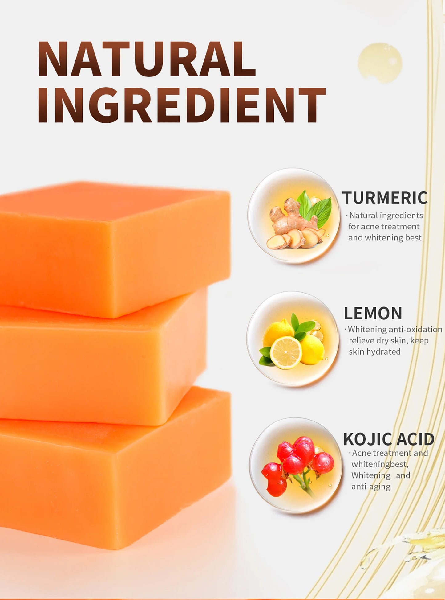 Oem Foam Anti Acne Kojic Acid And Tumeric Extract Whitening Bath Organic Herbal Handmade Soap For Pimples 200g/7fl.oz