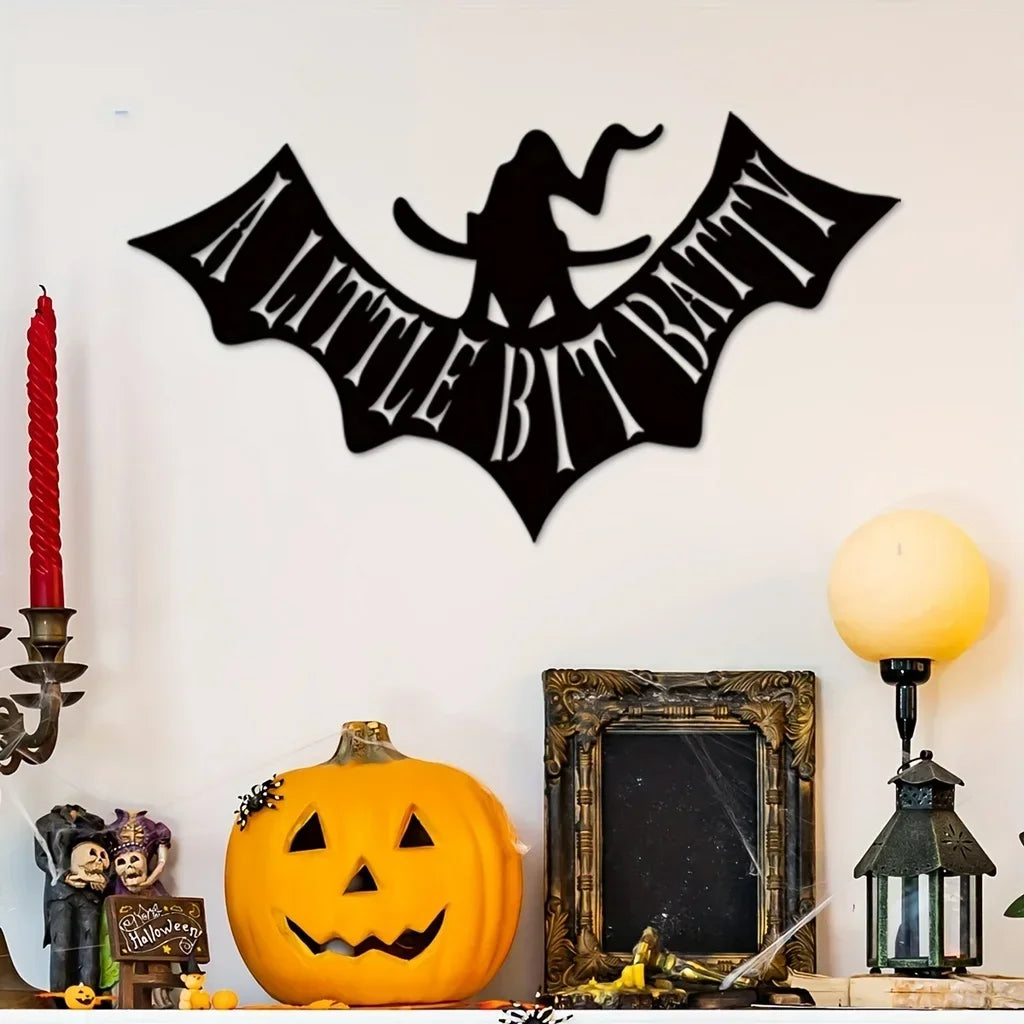 Helloween Bat Metal Iron Home Art Wall Hangings Halloween Bat Decor Interior Decoration Outdoor Halloween Decoration Gift