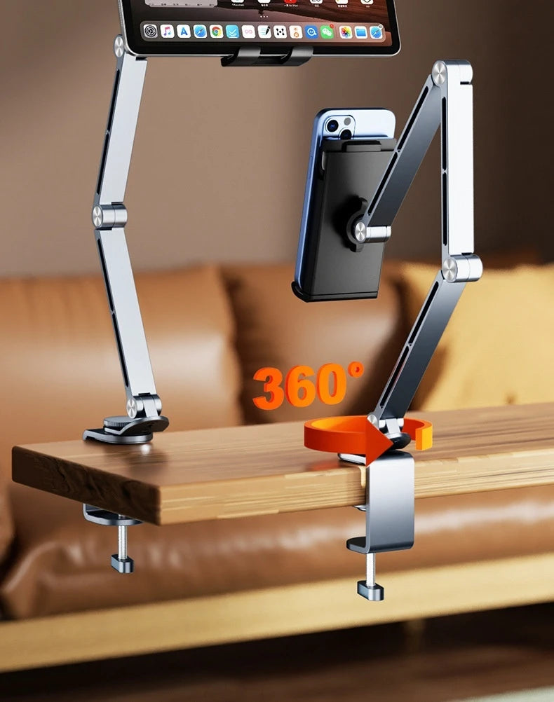 Rotatable Holder Stand Tablet Holder Phone Clip Holder Desktop Aluminum Alloy Cantilever Home Live for Ipad pro Folding Bracket