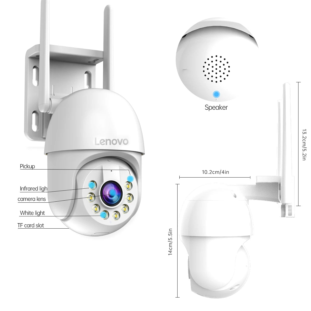 Lenovo 3MP 5MP PTZ WIFI IP Camera Audio CCTV Surveillance Smart Home Outdoor 4X Digital Zoom Color Night vision Waterproof