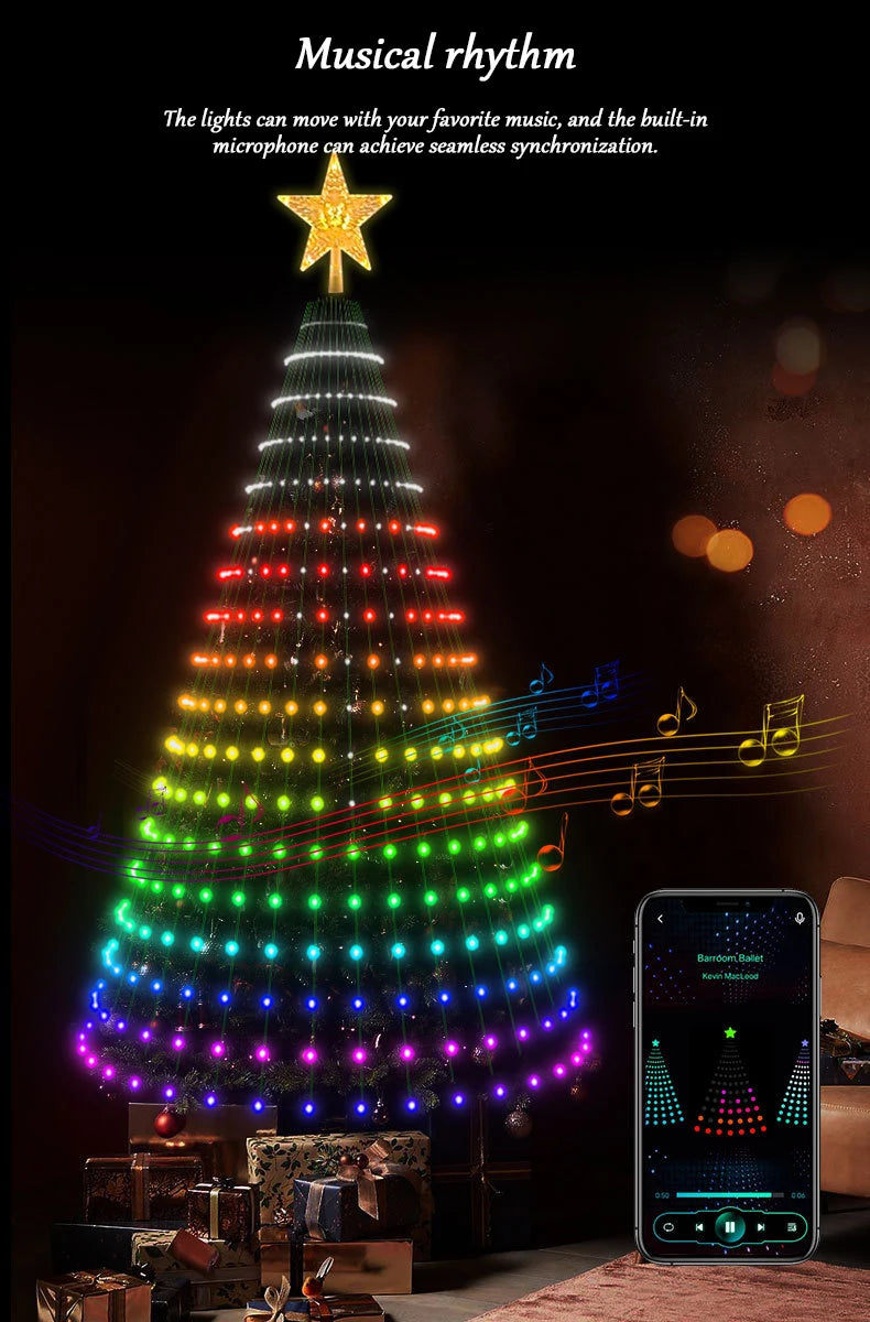 2.1M LED Christmas Tree Decorative Light Lntelligent iDeal LED APP Application Control DIY Lmage Light String For Quick Shipping