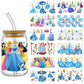 Disney Princess Cartoon Pattern UV DTF Transfer Sticker Waterproof Transfers Decals For 16oz Glass Cup Wrap Stickers