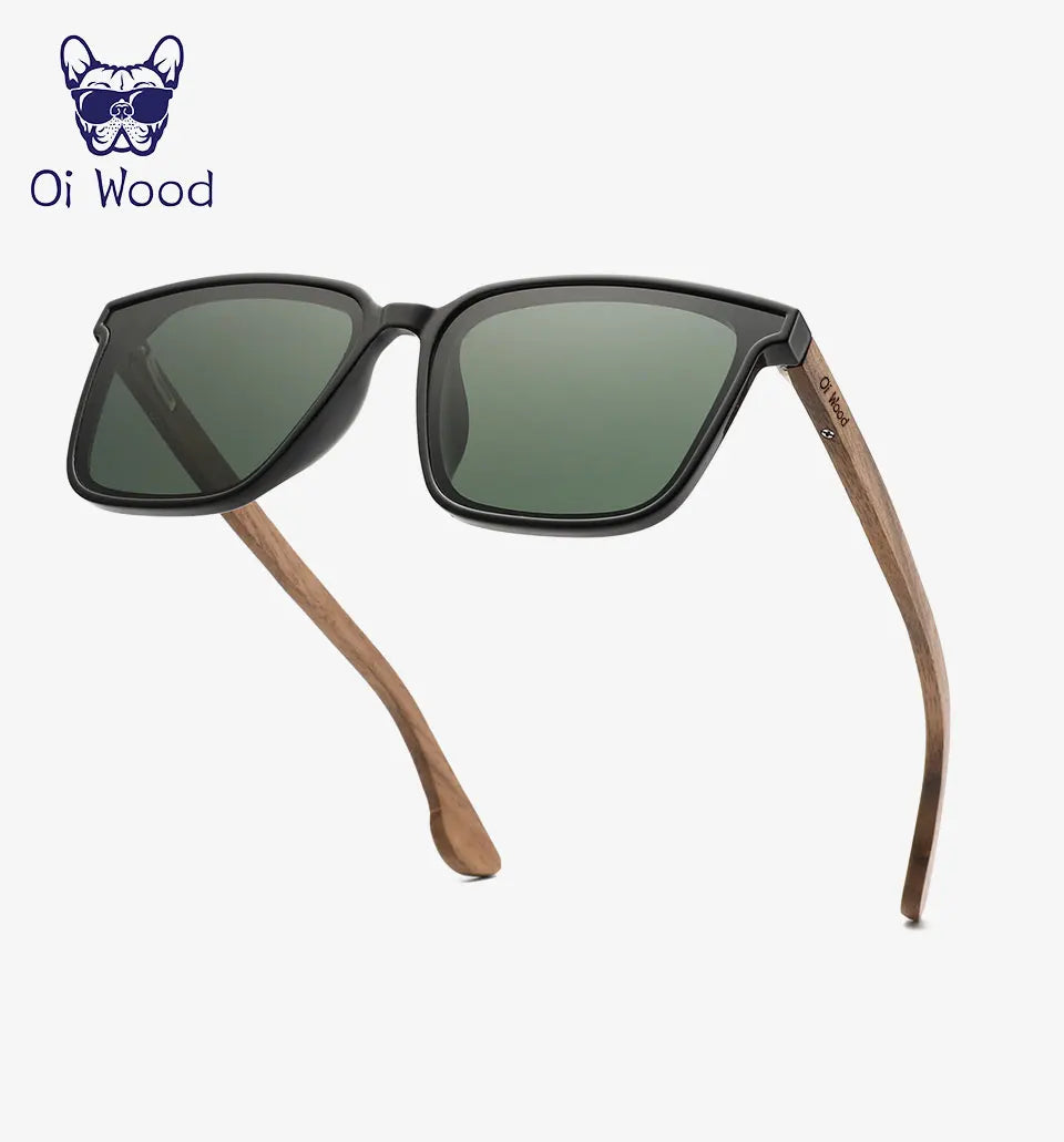 Oi Wood Men Women Square Sunglasses Wooden Eyeglasses polarized Blue Lenses Mens Glasses Luxury Eyewear