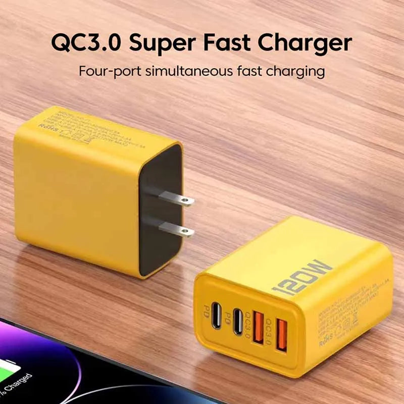 120W Charger Type C QC3.0 Fast Charging PD USB Charger Wall Adapter For iPhone 15 14 Xiaomi Samsung 60W Type C To Type C Cable