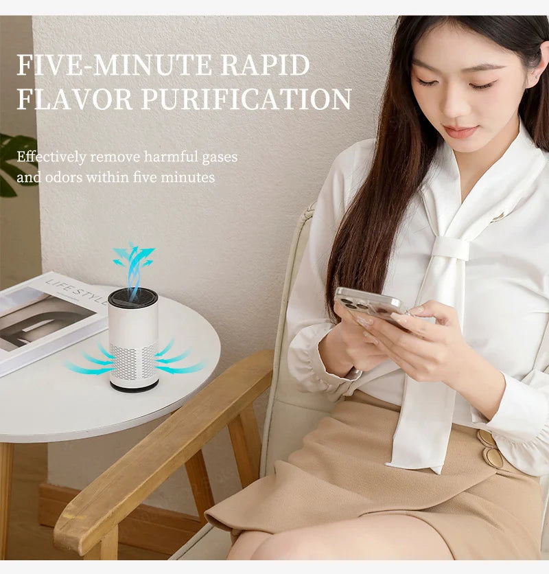 Xiaomi Youpin Car Air Purifier Desktop Filter Negative Ion Sterilization Odor Removal Air Freshener Purification Closet Mini