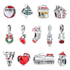 Original 925 Sterling Silver Charms Christmas Santa Reindeer Pendant Beads Fit Pandora Bracelets Necklaces Women Diy Jewelry