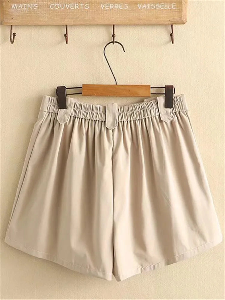 Plus Size Clothes For Women Summer Shorts High Waist Elastic Waist With Zippered Wide Leg Drooping Pleated Pants Large Size Pant