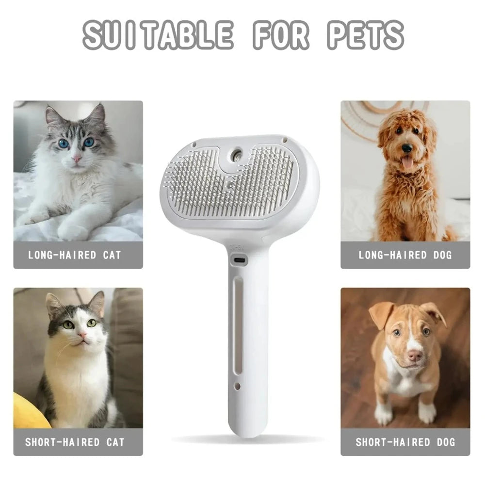 Bulbusbow 2-in-1 Pet Spray Grooming Comb | Best Cat Hair Remover & Dematting Brush with Mist Humidifier – Top Grooming Too