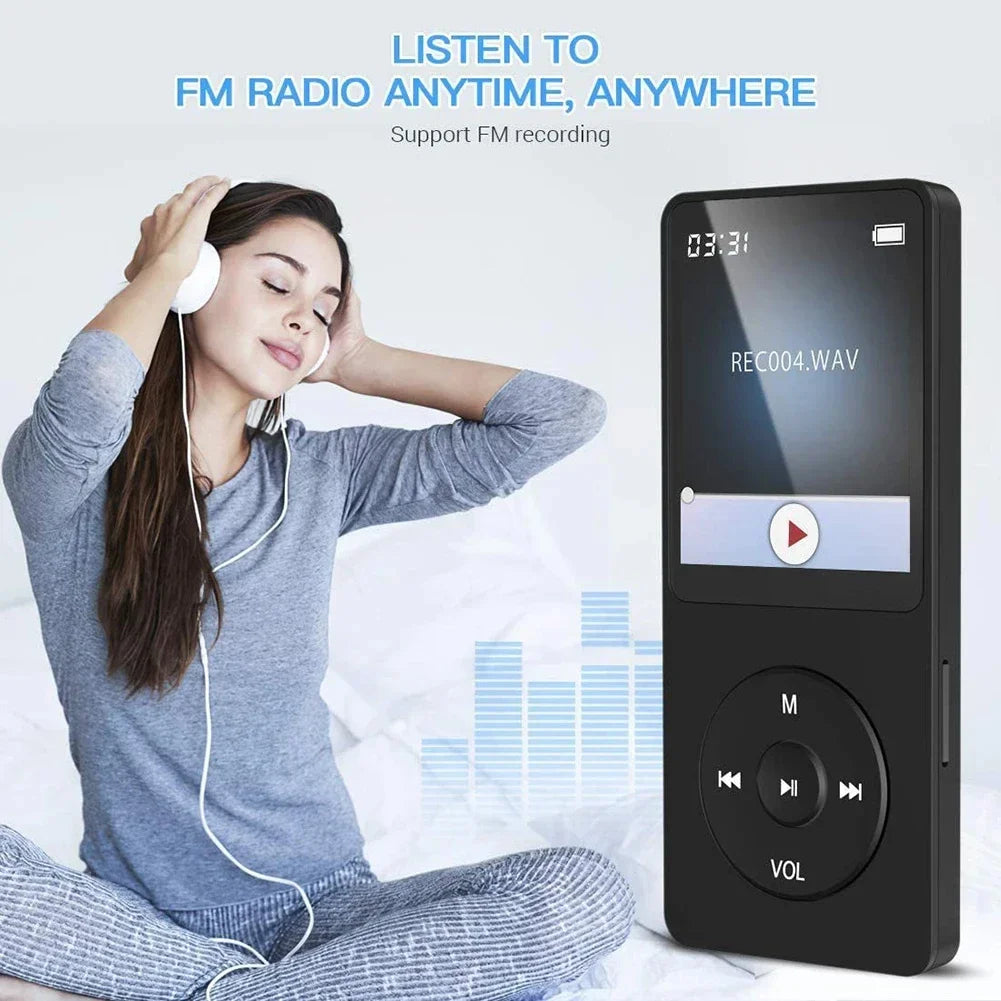 Portable MP3 Player 1.8 Inch Walkmen Type-C Bluetooth 5.4 Compatible E-Books Recording Sports MP4 FM Radio Music Player