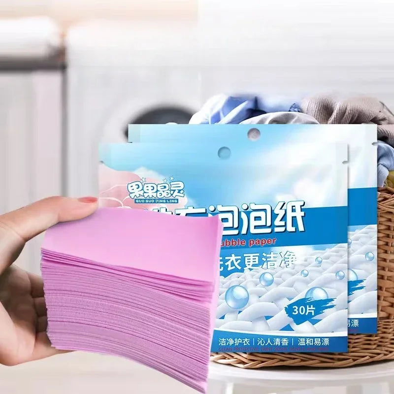 30 Pcs Eco Friendly Laundry Detergent Soap Sheet Plastic Free Concentrated Washing Strong Laundry Gadget For Washing Machine