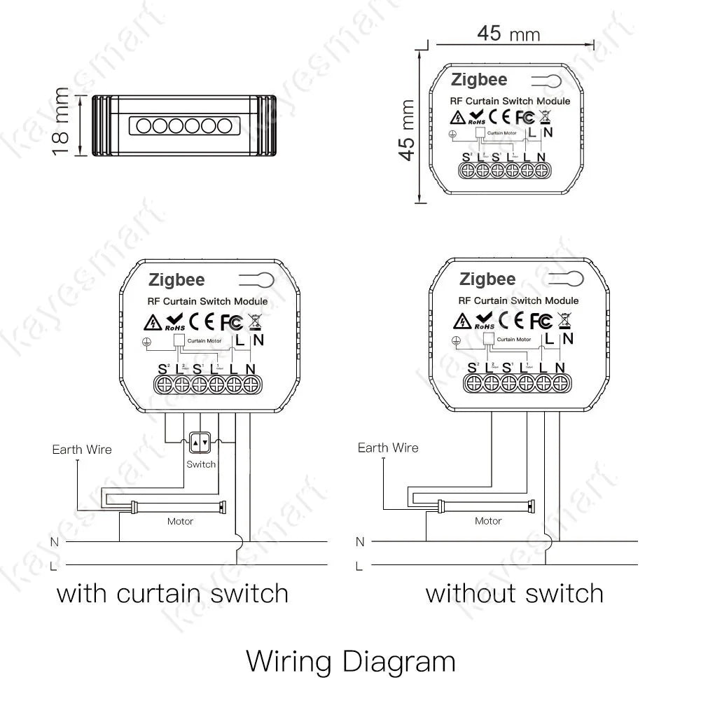 وحدة تبديل الستائر الذكية Tuya ZigBee مع RF433 لمحرك مصراع الستارة الدوارة والتحكم في تطبيق Smart Life Alexa Google Home 2MQTT