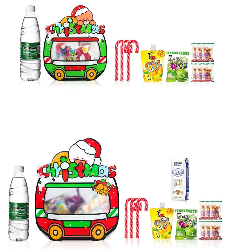 LBSISI Life,50pcs,Christmas Gift Bag,Zipper Bags For Candy Chocolate Cookie Nougat Biscuit,Gift Car Style Packaging,Self Stand