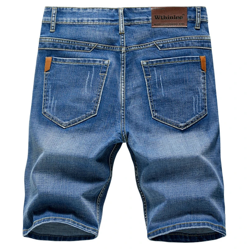 Summer Shorts Jeans Men Denim Pants Stretch Dark Blue Fashion Design Men's Jeans Slim Straight Male Short Jeans Hombre