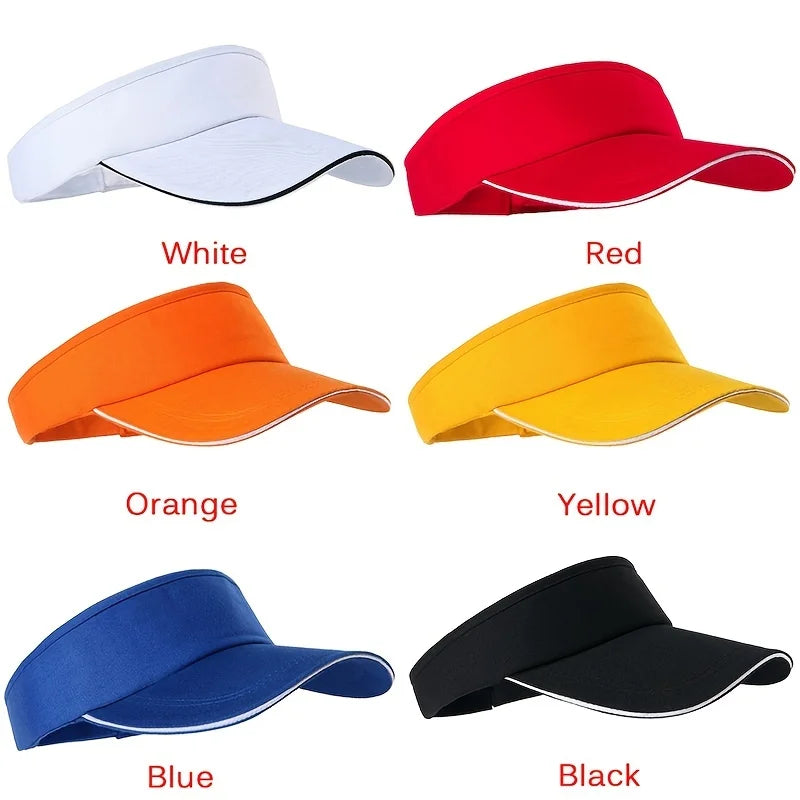 1 Pc Adjustable Universal Solid Color Sun Visor Sport Golf Tennis Breathable Cap Solid Color Summer Sun Hat Empty Top Hat