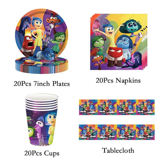 New Disney Inside Out 2 Birthday Decoration Party Disposable Tablewase Cups Plates Balloons Baby Shower Party Supplies For Kids