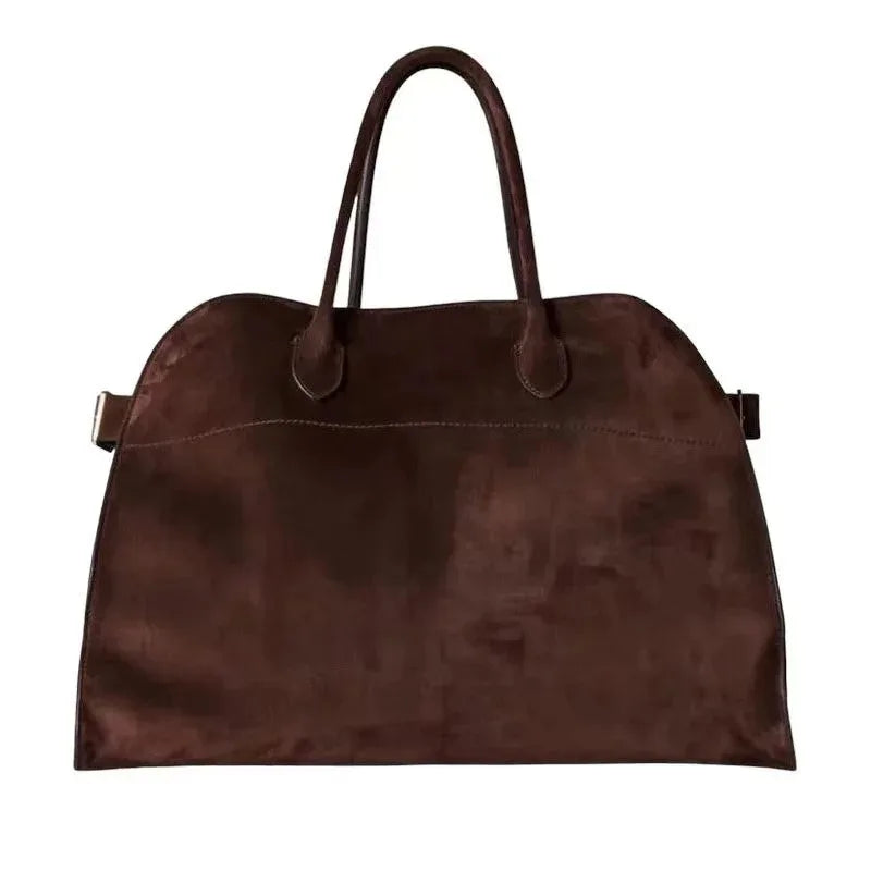 LUXURY Margaux Handbag Cowhide Large Capacity Women's High Range Suede Tote Bag Minimalist Style Margaux