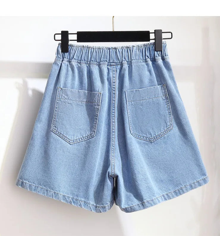 Womens Lounge Bermuda Shorts Plus Size Casual Summer Cotton Knee Length Shorts With Pockets Denim Shorts Jeans 3XL 4XL 5XL