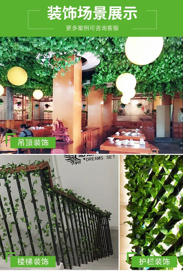 1PC 2.2M Artificial Plants Home Decor Green Silk Hanging Vines Fake Leaf Garland Leaves For Wedding Party Room Garden Decoration