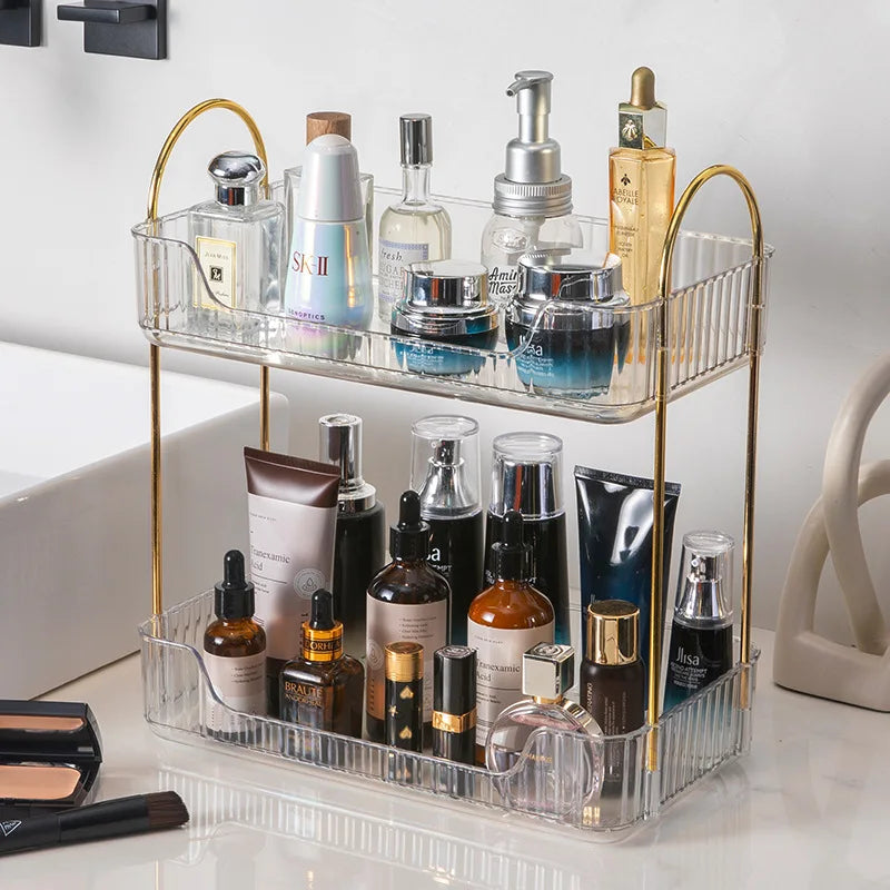 Bathroom Corner Storage Organizer Shelf Home Makeup Skincare Shampoo Lipstick Tabletop Holder Cosmetic Desk Kitchen Rack