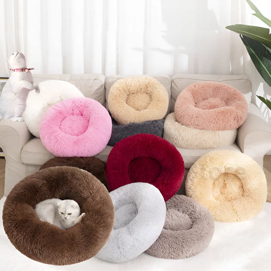 Plush Circular Pet Nest Winter Cat Nest Dog Nest Warm Detachable Washable Round Cat Nest Pet Bed Seasonal Universal Decoration