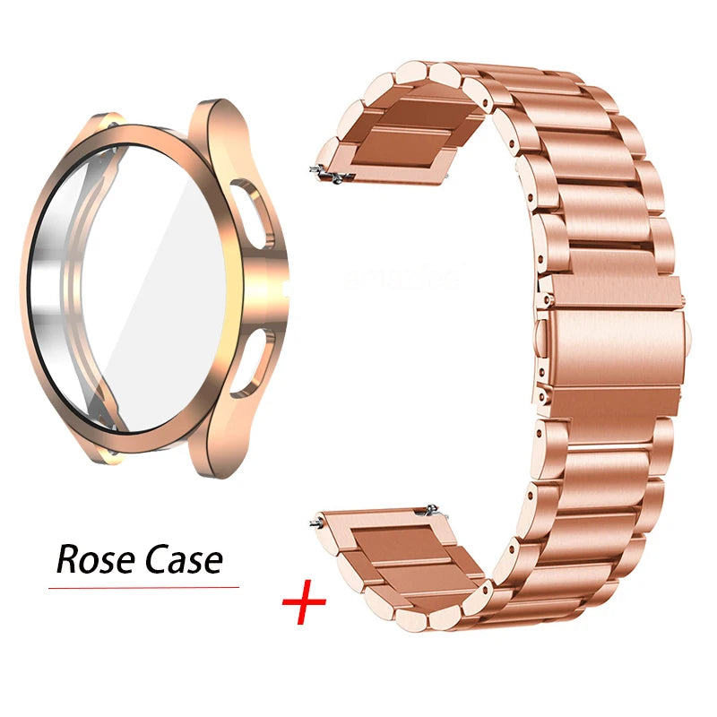 Metal Strap & TPU Case Protector for Samsung Galaxy Watch 6/5/4 Classic & Active 2 – Fits 40mm, 44mm, 43mm, 47mm | Bulbusbow