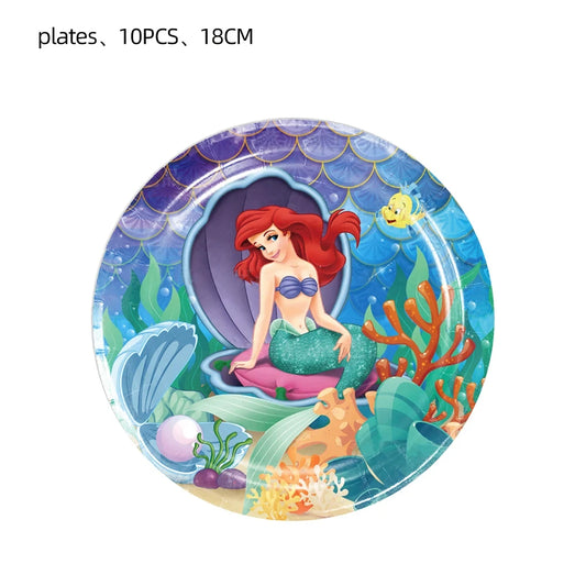 The Little Mermaid Party Supplies Ariel Birthday Decorations Dinnerware Sets Pink Balloons Gift Bags Party Accessories Baby show