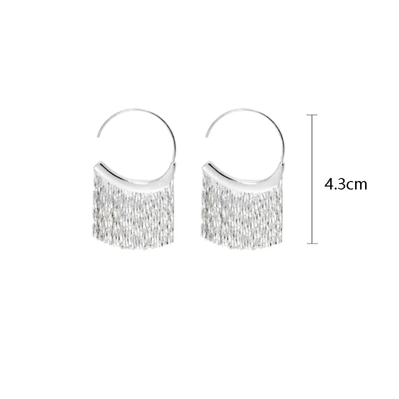 New Version 925 Silver Dense Snake Bone Tassel Earrings Women's Simple Golden Silver Color Earrings Party Jewelry Beautiful Gift