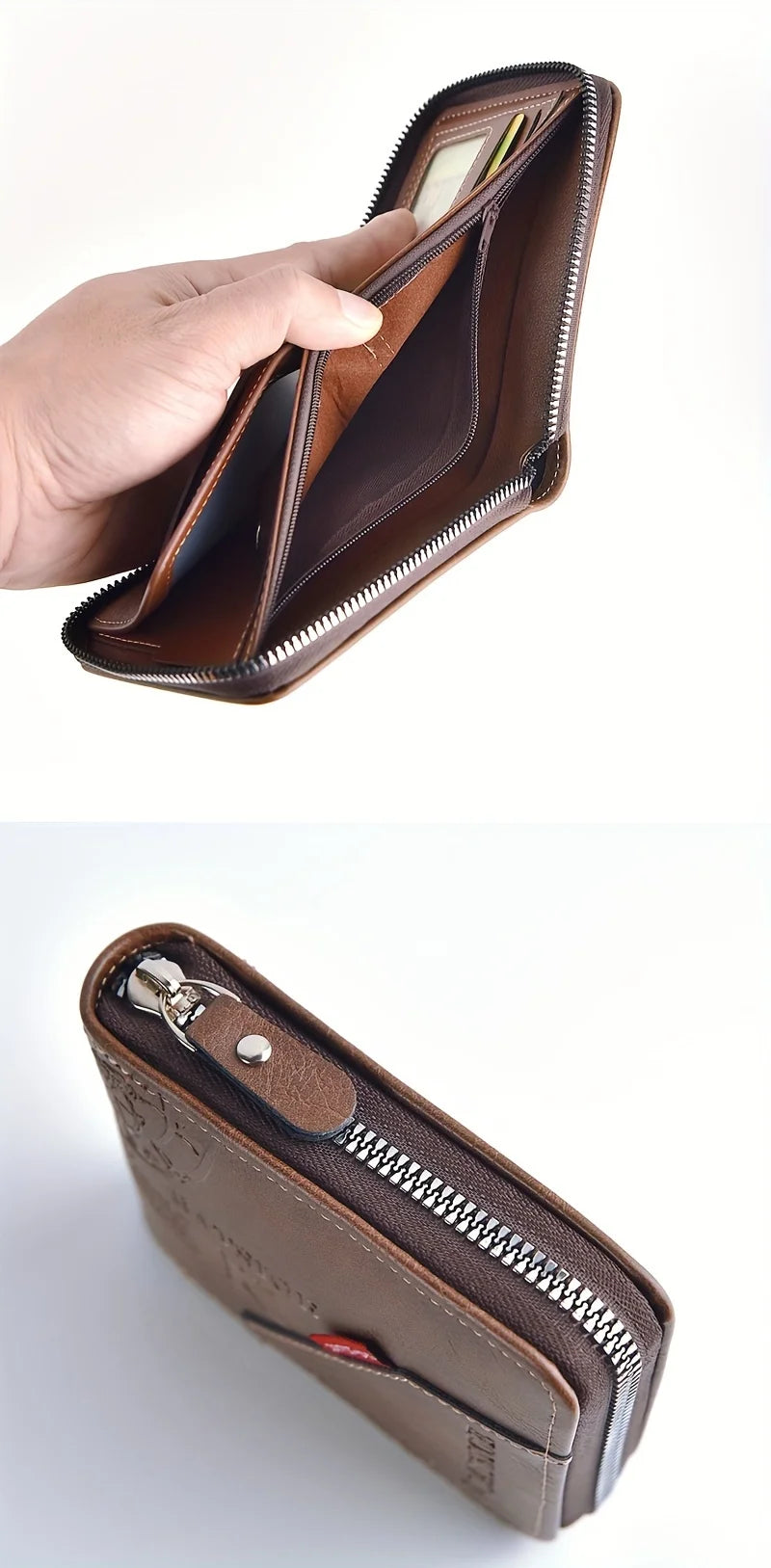 Men's Wallet Made of PU Wax Oil Skin Purse for Men Coin Purse Short Male Card Holder Wallets Zipper Around Money Coin Purse