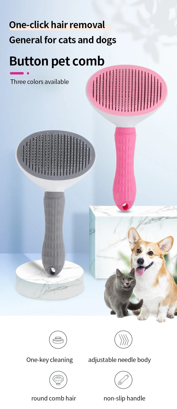 Pet Cat Hair Brush Dog Comb Grooming And Care Cat Brush Stainless Steel Comb For Long Hair Dog Cleaning Pets Cat Dog Accessories