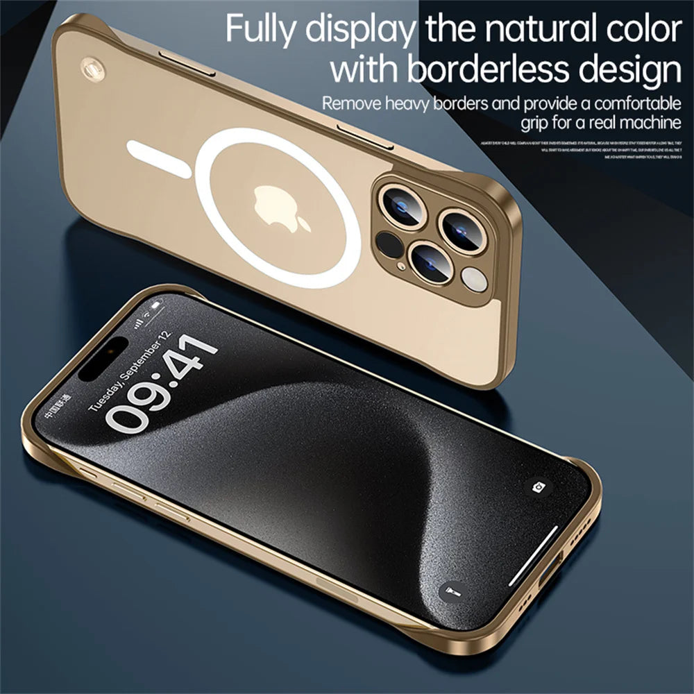 Ultra Thin Magnetic Frameless Transparent Phone Case For iPhone 16 15 11 12 13 14 Pro Max For Magsafe Soft Protection Back Cover