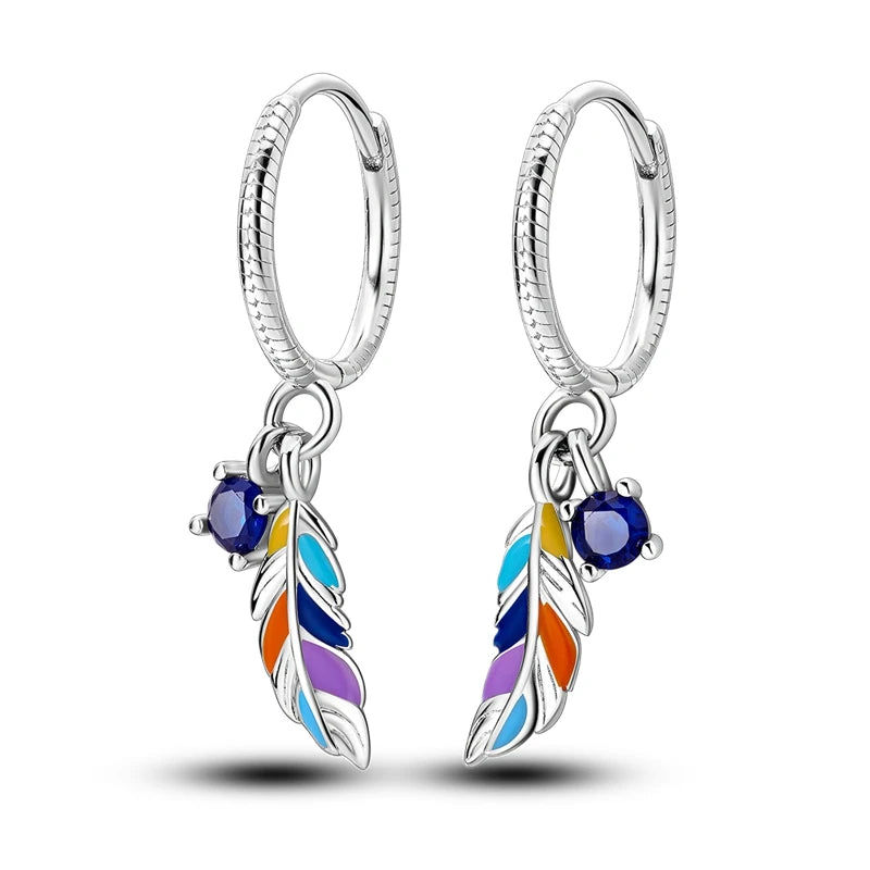 Bulbusbow 925 Sterling Silver Flower Dream Catcher Hoop Earrings for Women