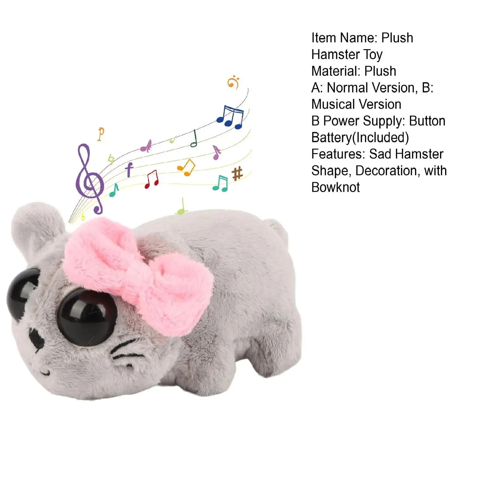 Music Sad Hamster Meme Plush Toy Fun Sounding Hamster Stuffed Animals Kawaii Dolls Kids Toy Gifts Birthday Valentine's Day Gifts