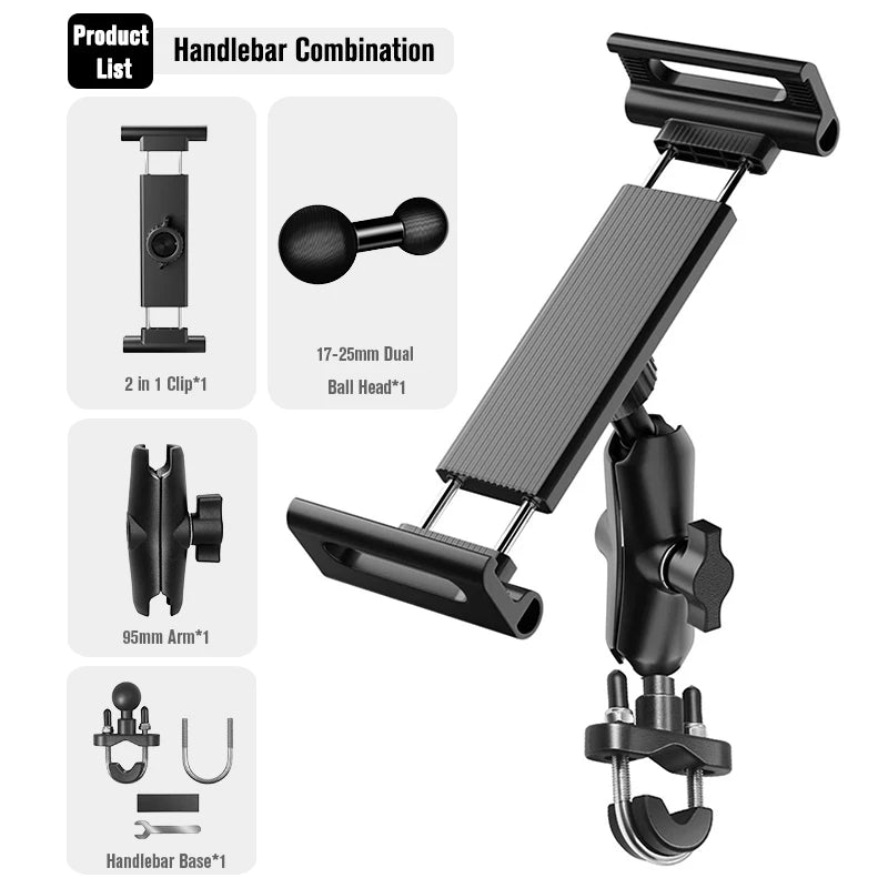 Motorcycle Bike Tablet Holder Universal 4.5-13.5 inch Indoor Gym Treadmill Handlebar Tablet Holder Stand Support for iPad iPhone