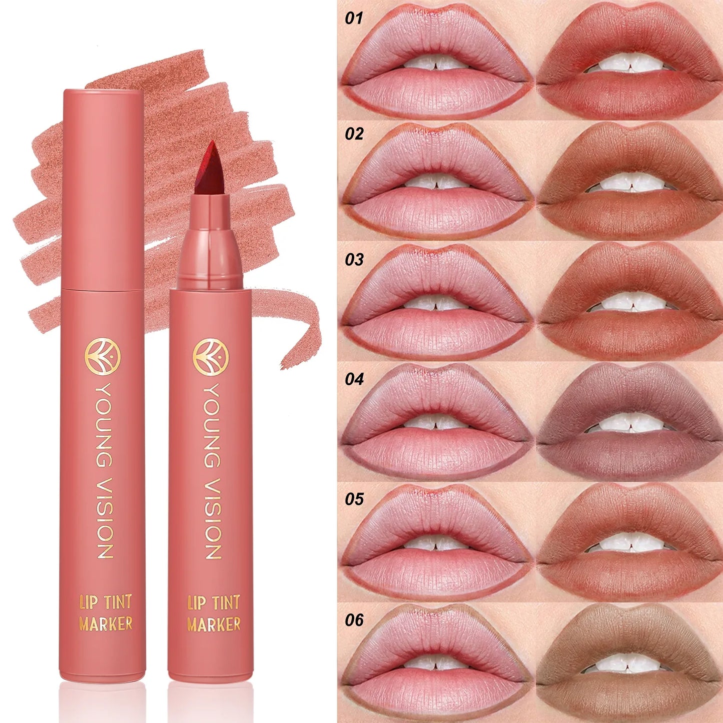 Bulbusbow Matte Lipstick Lip Dye Pen Lipliner Waterproof Lasting Sexy Matte Lip Liner Contour Pen Lipgloss Makeup Non-Stick Cup Cosmetics