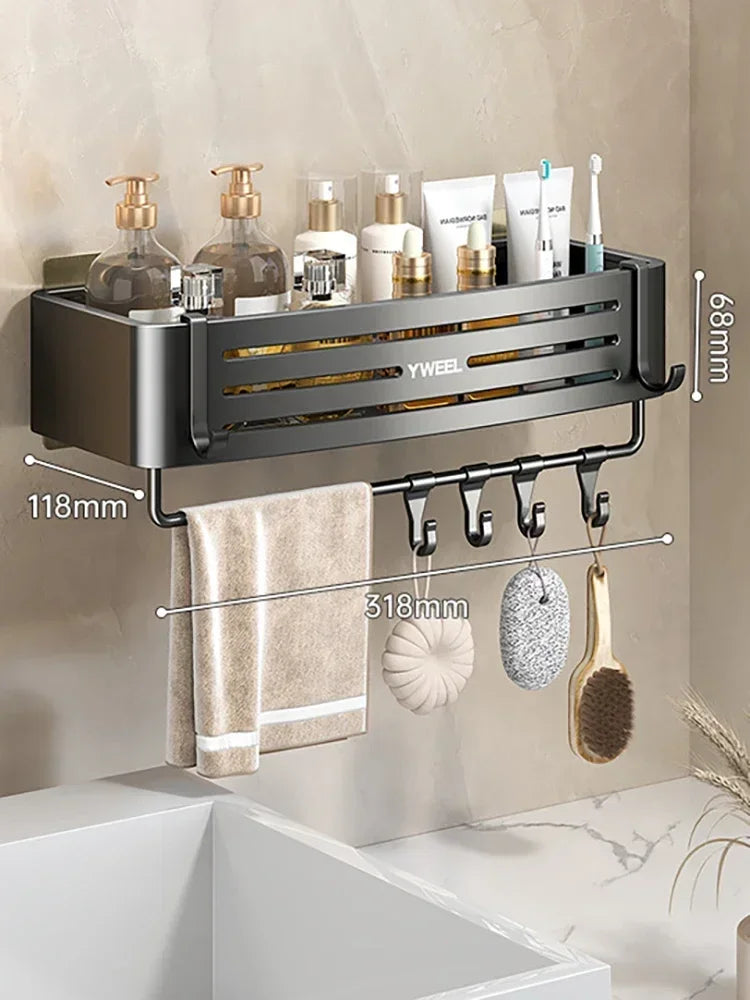 No Drill Bathroom Shelf Bathroom Makeup Shampoo organizer Aluminium Bathroom Organizer Shower Shelf Bathroom Accessories