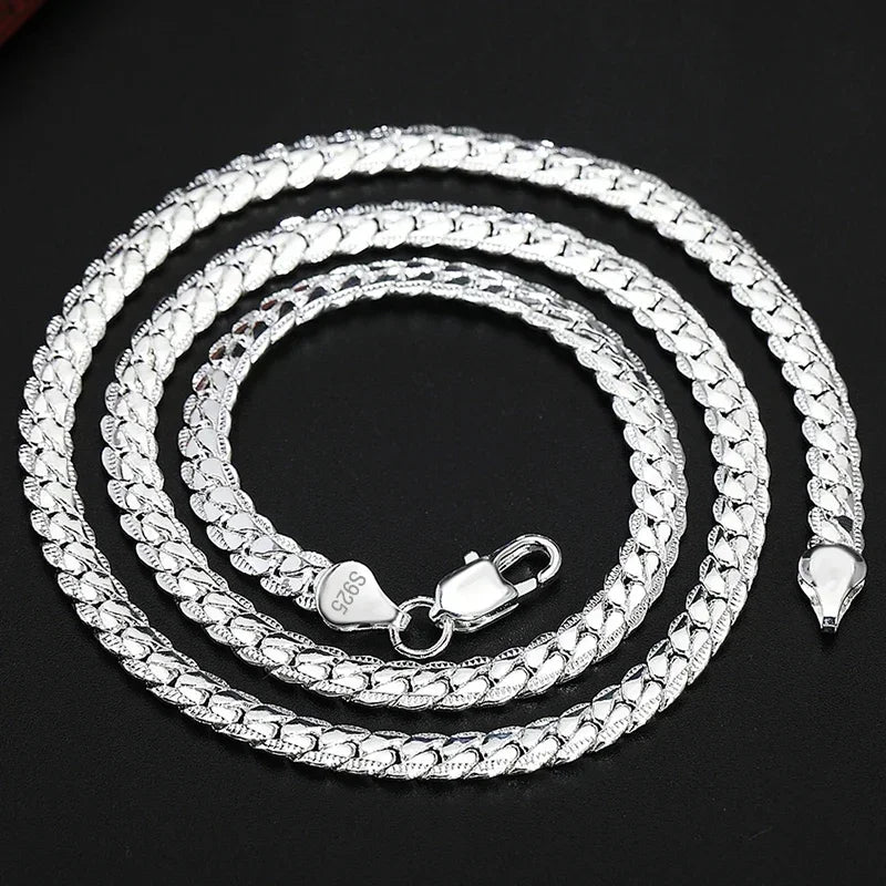 Fine 925 Sterling Silver 5MM 18K Gold Figaro Chain Necklace For Women Men Boy Fashion Wedding Engagement Jewelry Gifts choker