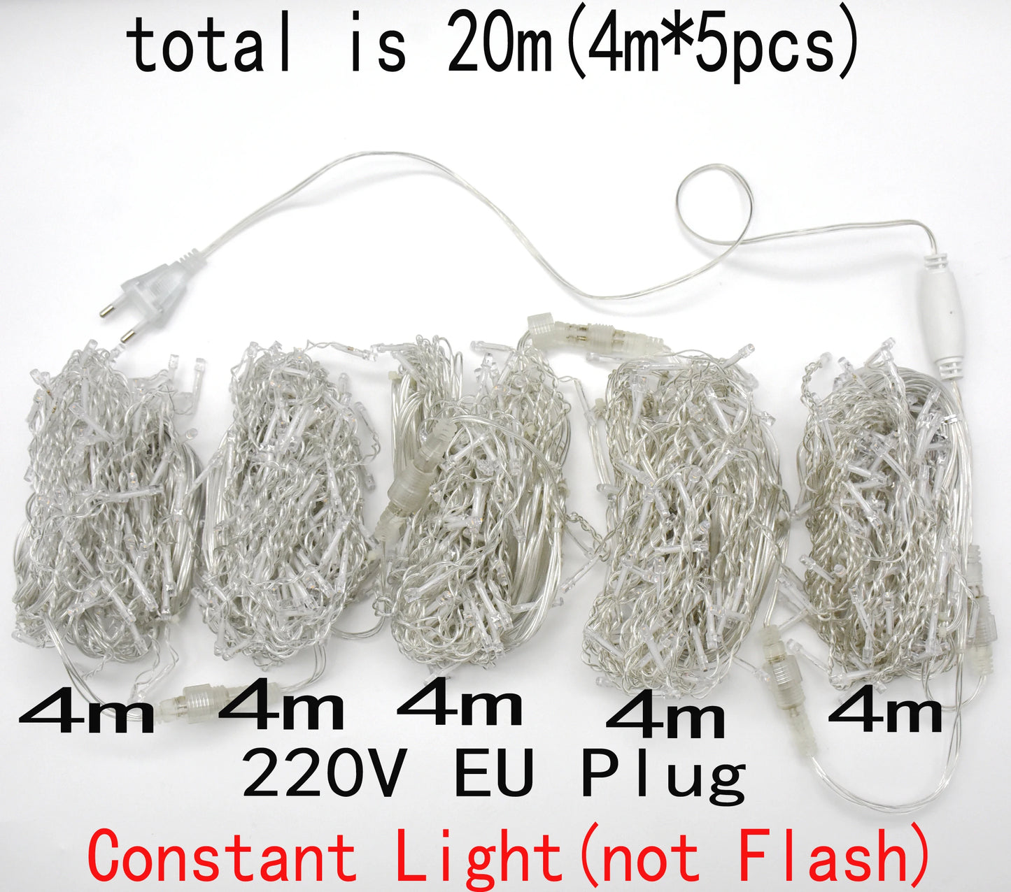 ﻿ 圣诞灯户外装饰 192 LED 8M 窗帘仙女灯串适用于商场檐口阳台围栏房屋装饰