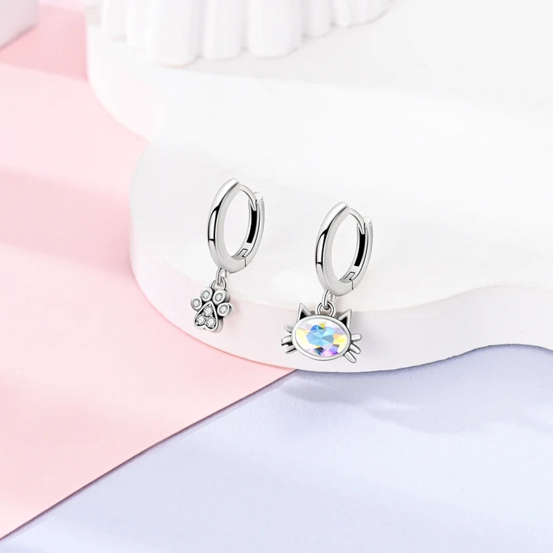 Bulbusbow Luminous Shell Women Earrings Original 925 Sterling Silver Pave CZ Star Moon Hoop Earrings Engagement Wedding Jewelry