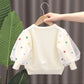 Spring Autumn Baby Girl Sweater Cardigan Cotton Round Collar Tulle Lantern Sleeve Kid Girl Coat Star Newborn Girl Knitwear Coats