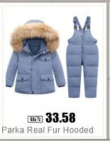 Winter Ski Suit Baby Jumpsuit Boy Overalls Warm down jacket Kids toddler girl Clothes Children Clothing faux fur coat overcoat