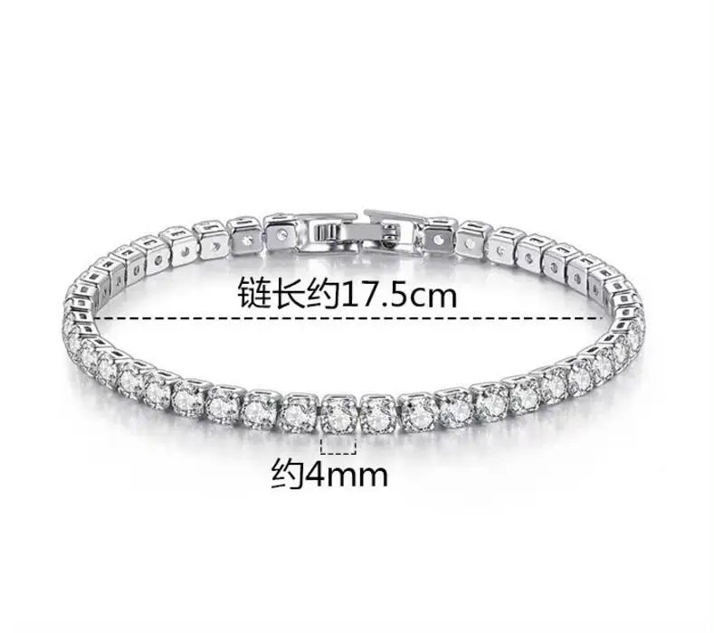 3/3.5/4/5mm Real Moissanite Bracelet Sparkling S925 Sterling Silver Luxury Wedding Party Diamond Jewelry